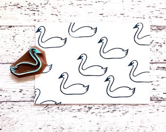 Swan Rubber Stamp | Hand Carved Stamp | Woodland Animal Design