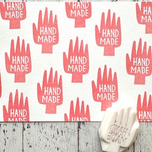 Hand carved rubber stamp set - Handmade in hand design