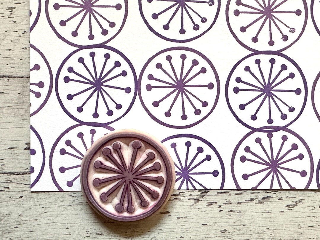 Abstract Flower Rubber Stamp | Hand Carved Stamp | Card Making DIY Gift ...