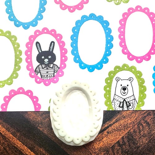 Picture Frame Rubber Stamp | Hand Carved Stamp | Journaling & Card Making