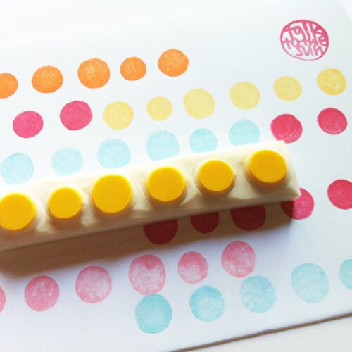Polka Dot Rubber Stamp Circle Pattern Stamp Hand Carved Etsy