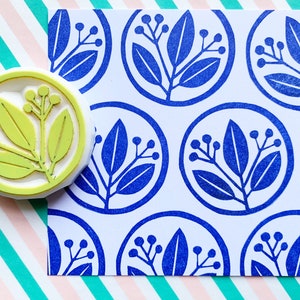 Leaf rubber stamp, Japanese botanical pattern stamp, Hand carved stamp, Nature lover gift
