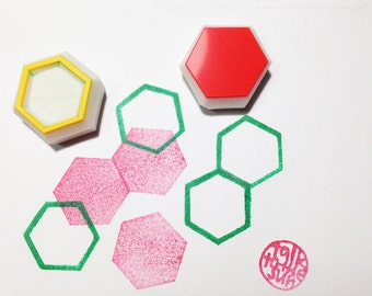 Hexagon rubber stamps, Geometric pattern stamps, Hand carved stamps by talktothesun