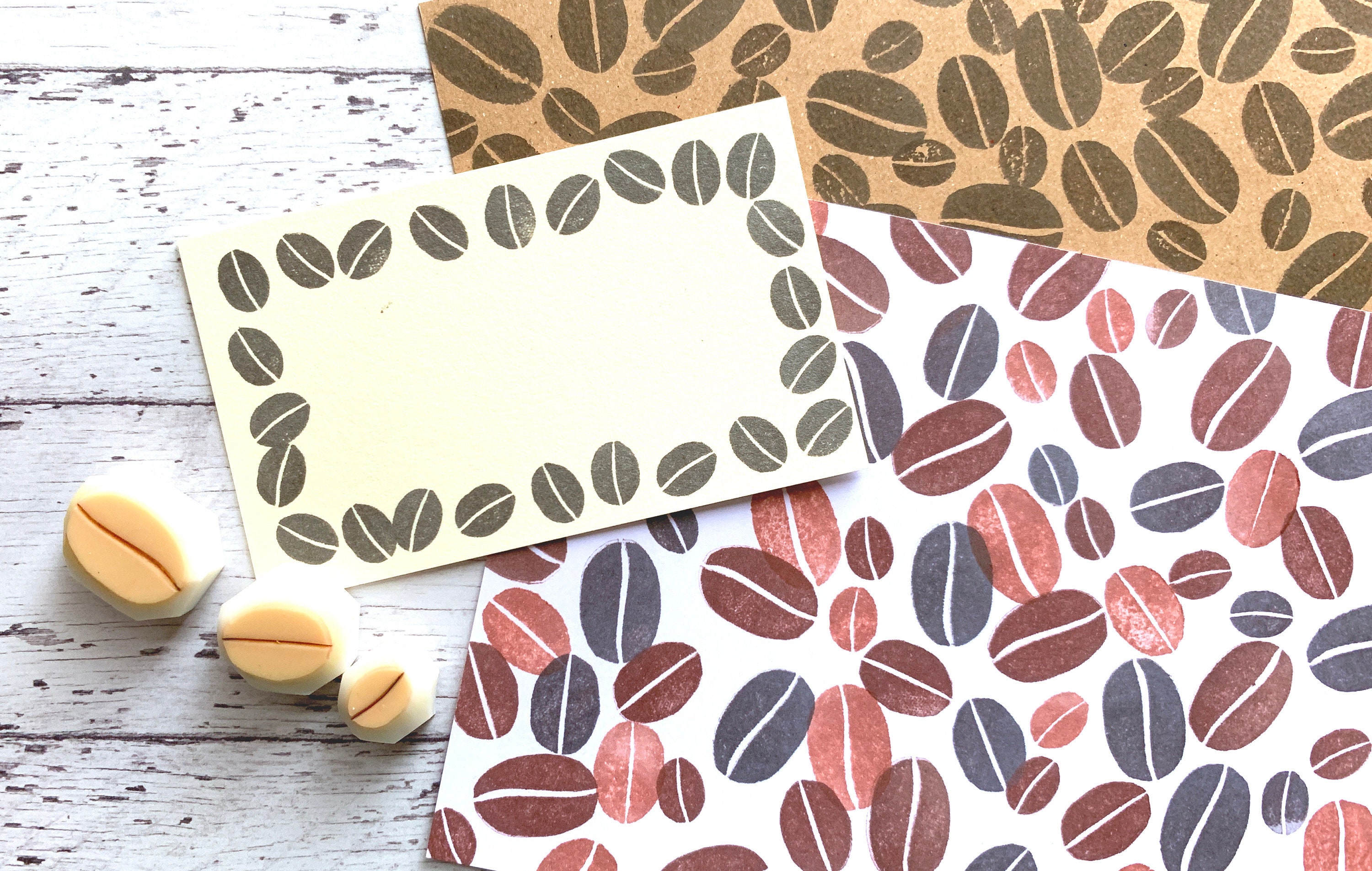 Coffee bean rubber stamps coffee stamp cafe stamp hand Etsy