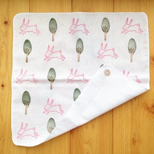 Rabbit handkerchief, Kids cotton hankie, Reusable cotton tissue, Eco friendly gift image 2