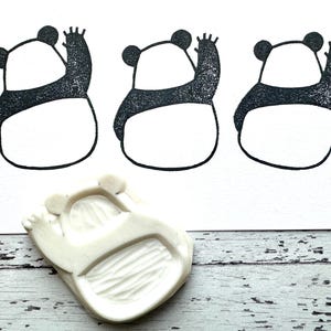 Carimbo de borracha de panda, Carimbo de animal fofo da floresta, Carimbo esculpido à mão, Presente de artesanato para criança