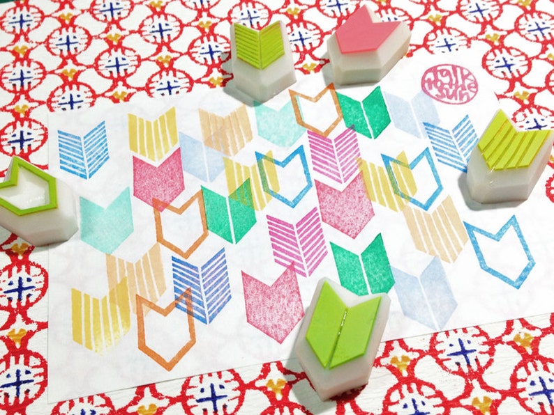 Chevron Rubber Stamps Geometric Pattern Stamps Hand Carved Etsy