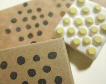Polka dot rubber stamp, Geometric pattern stamp, Hand carved stamp by talktothesun