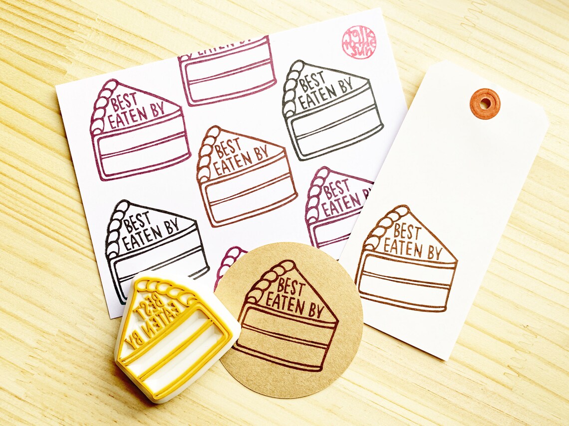 Cake Expiry Date Label Rubber Stamp Best Eaten By Hand Etsy