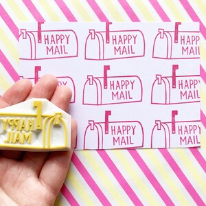 Mailbox rubber stamp, Happy mail stamp, Hand carved stamp by talktothesun image 4