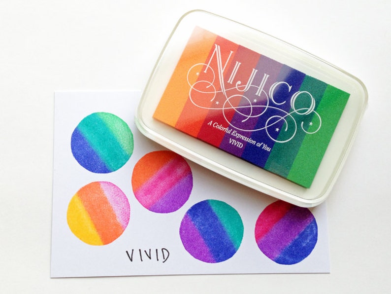 Vivid nijico rainbow ink pad tsukineko rubber stamp pad Etsy