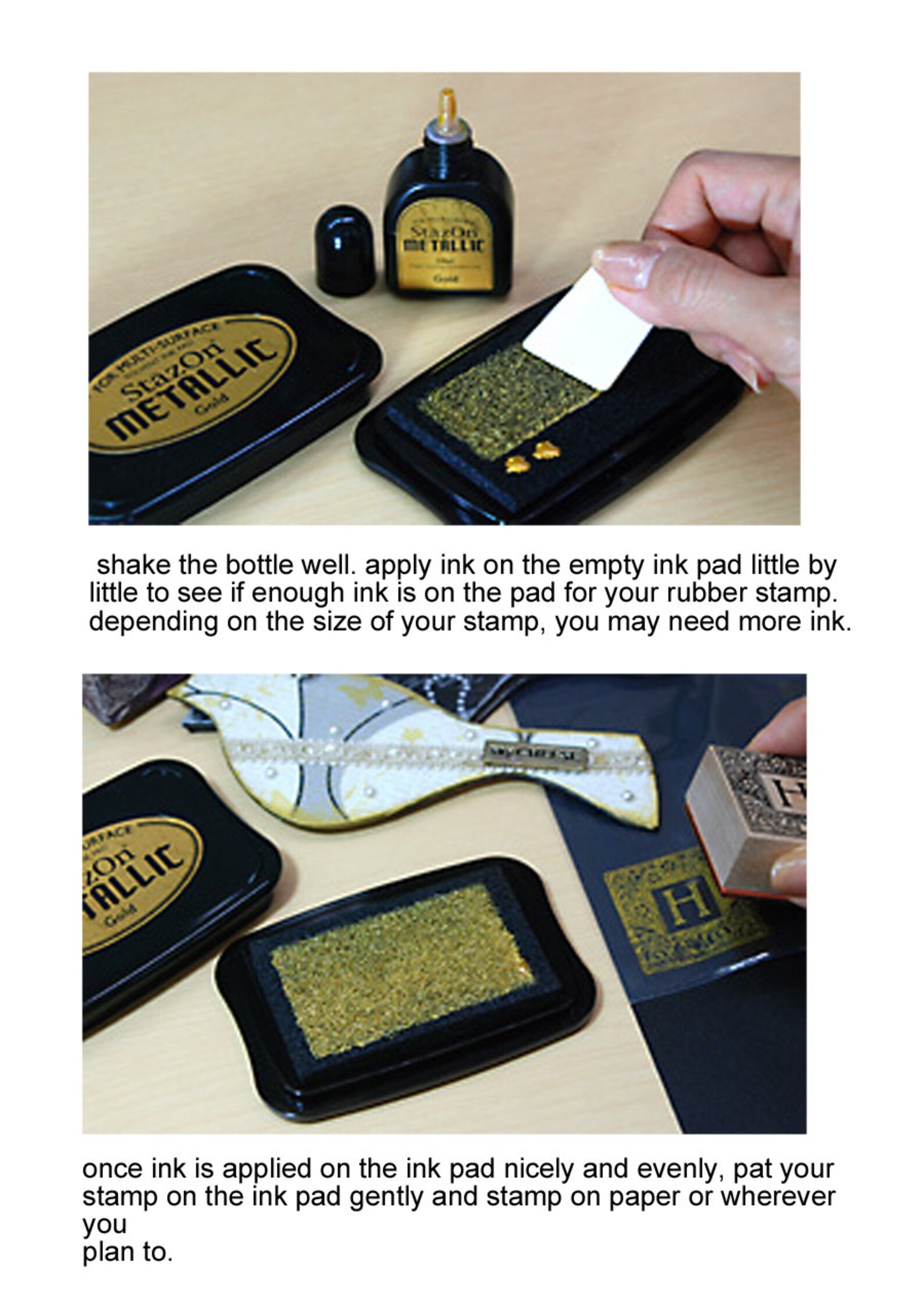 Gold stazon metallic ink pad set tsukineko rubber stamp pad Etsy