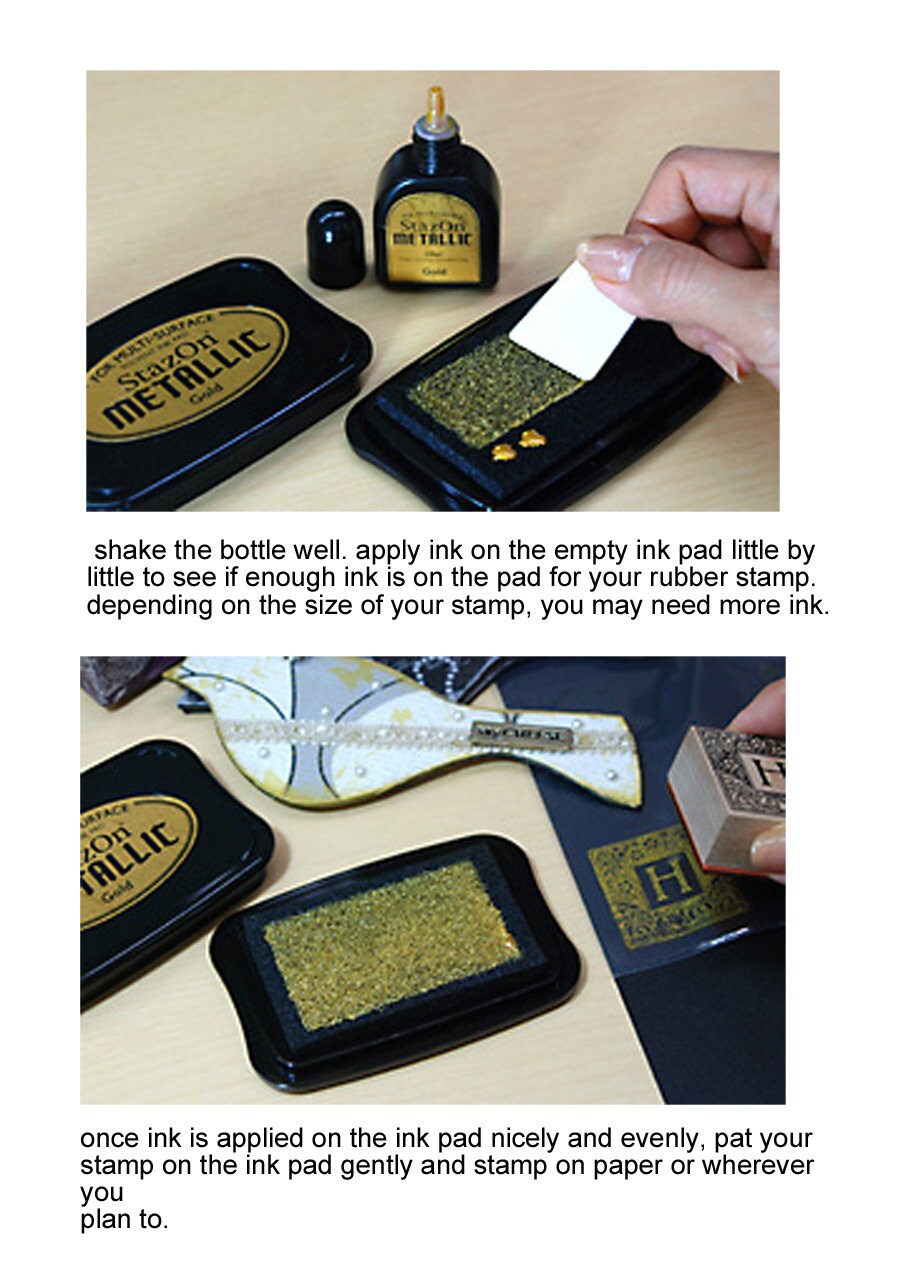 Gold stazon metallic ink pad set tsukineko rubber stamp pad Etsy