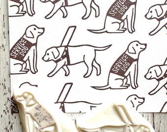 Hand Carved Service Dog Rubber Stamp Set: Labrador Retriever Design