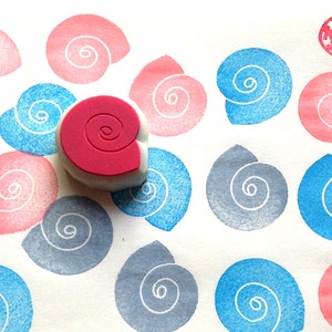 Timbro in gomma a forma di conchiglia, timbro con vita marina, timbro intagliato a mano, regalo artigianale per bambini