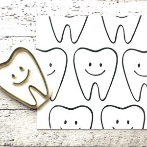 Sello de goma con dientes sonrientes, sello dental, sello tallado a mano, regalo artesanal para mamá