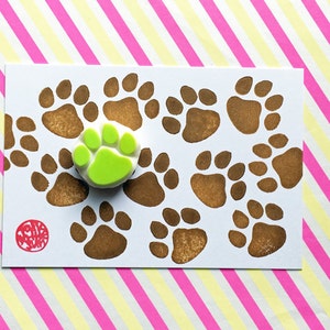 Dog Paw Print Rubber Stamp Cat Paw Print Stamp Hand Carved - Etsy