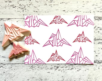 Origami Crane Rubber Stamp Set | Hand Carved Stamps | Japan Inspired Design