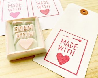 Made with love rubber stamp, Business packaging stamp, Hand carved stamp by talktothesun