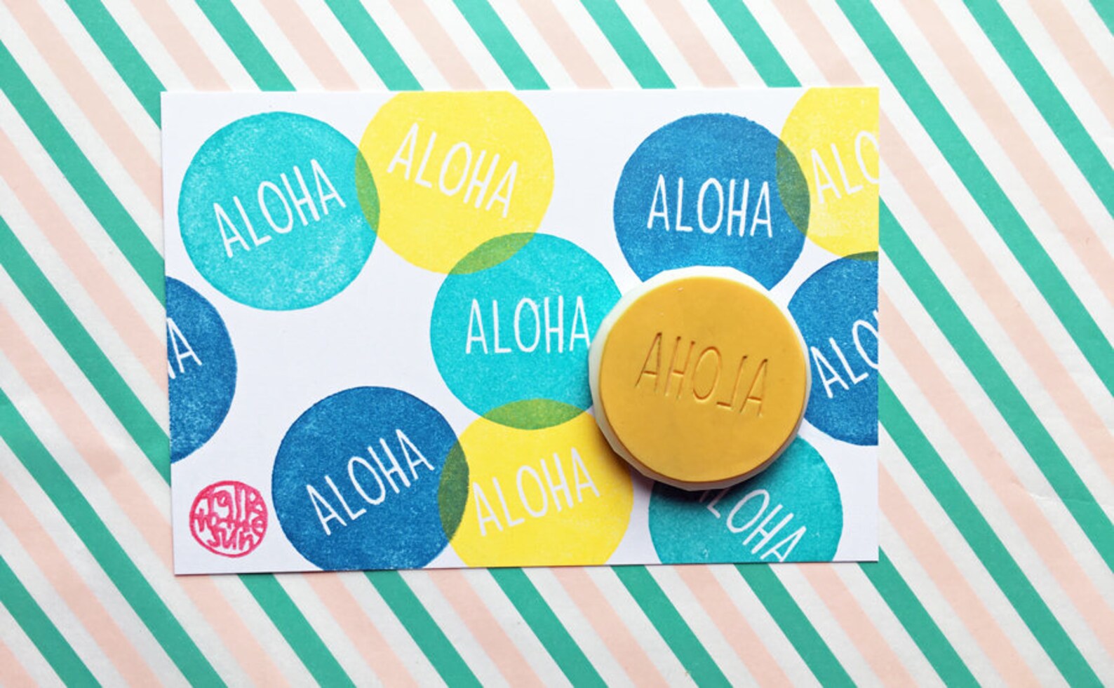 Hawaii Rubber Stamp Aloha Stamp Mahalo Stamp Hand Carved Etsy