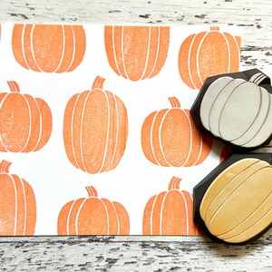Pumpkin rubber stamp, Vegetable stamp, Hand carved stamp for card making