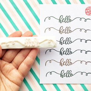 Hello rubber stamp, Calligraphy message stamp, Hand carved stamp by talktothesun image 3