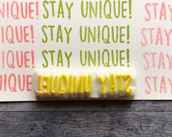 Stay unique rubber stamp, Mindfulness quote stamp, Hand carved stamp by talktothesun