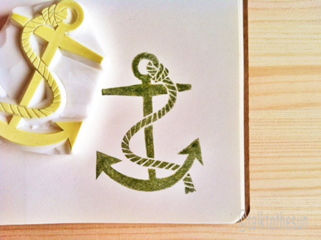 Anchor Rubber Stamp Nautical Pattern Stamp Hand Carved Etsy