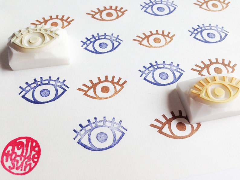 Eye rubber stamps face stamp hand carved stamps Etsy
