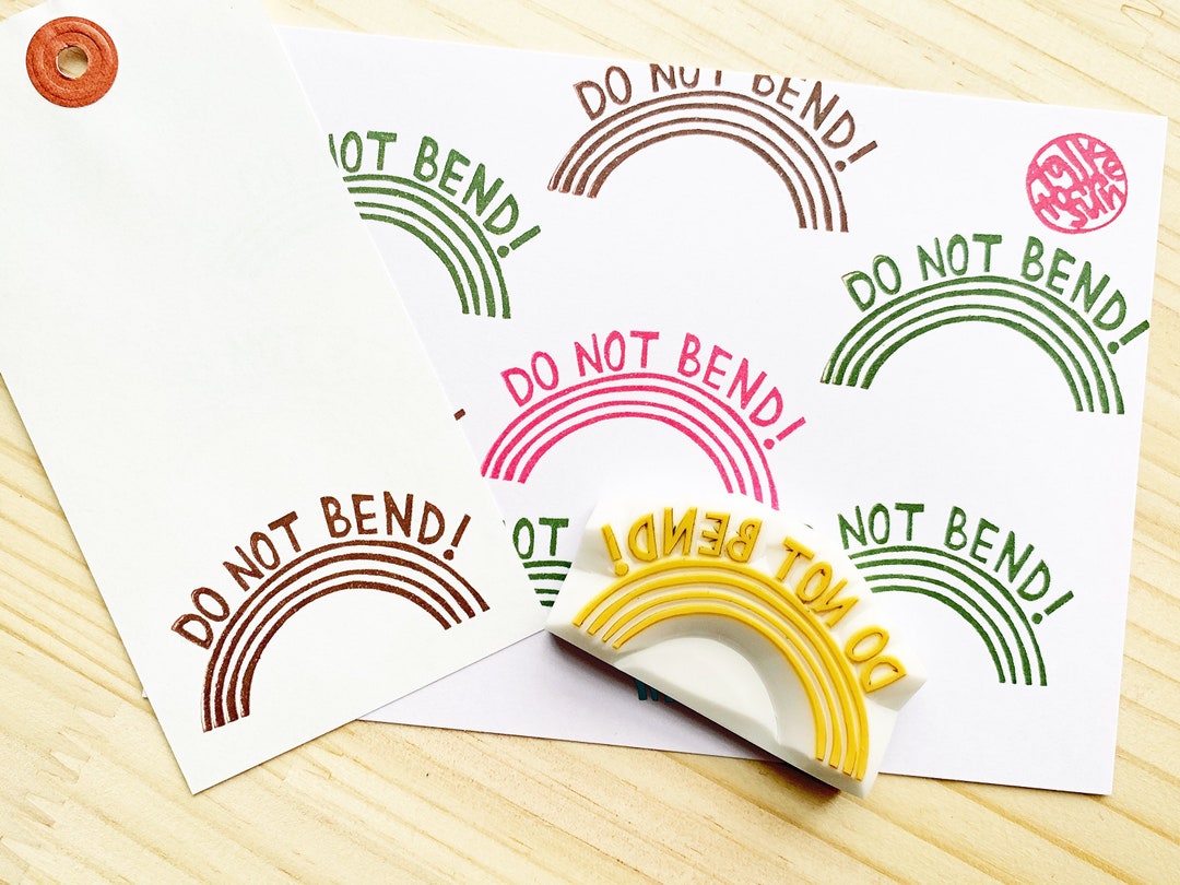 Don't Bend Rubber Stamp, Artwork Photography Packaging Stamp, Hand