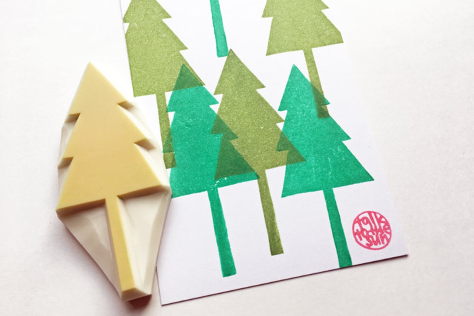 Cedar tree rubber stamp hand carved stamp by talktothesun Etsy