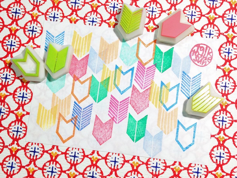 Chevron Rubber Stamps Geometric Pattern Stamps Hand Carved Etsy