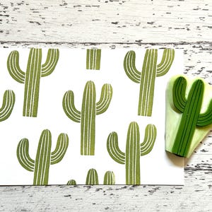 Sello de goma de cactus del desierto, sello de planta de jardín, sello tallado a mano, regalo artesanal para él