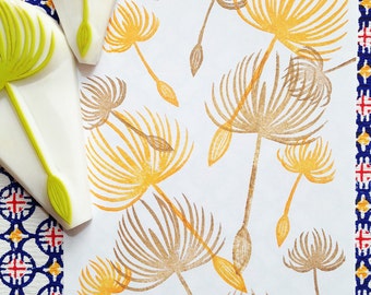 Dandelion Seed Rubber Stamp Set | Hand Carved Stamps