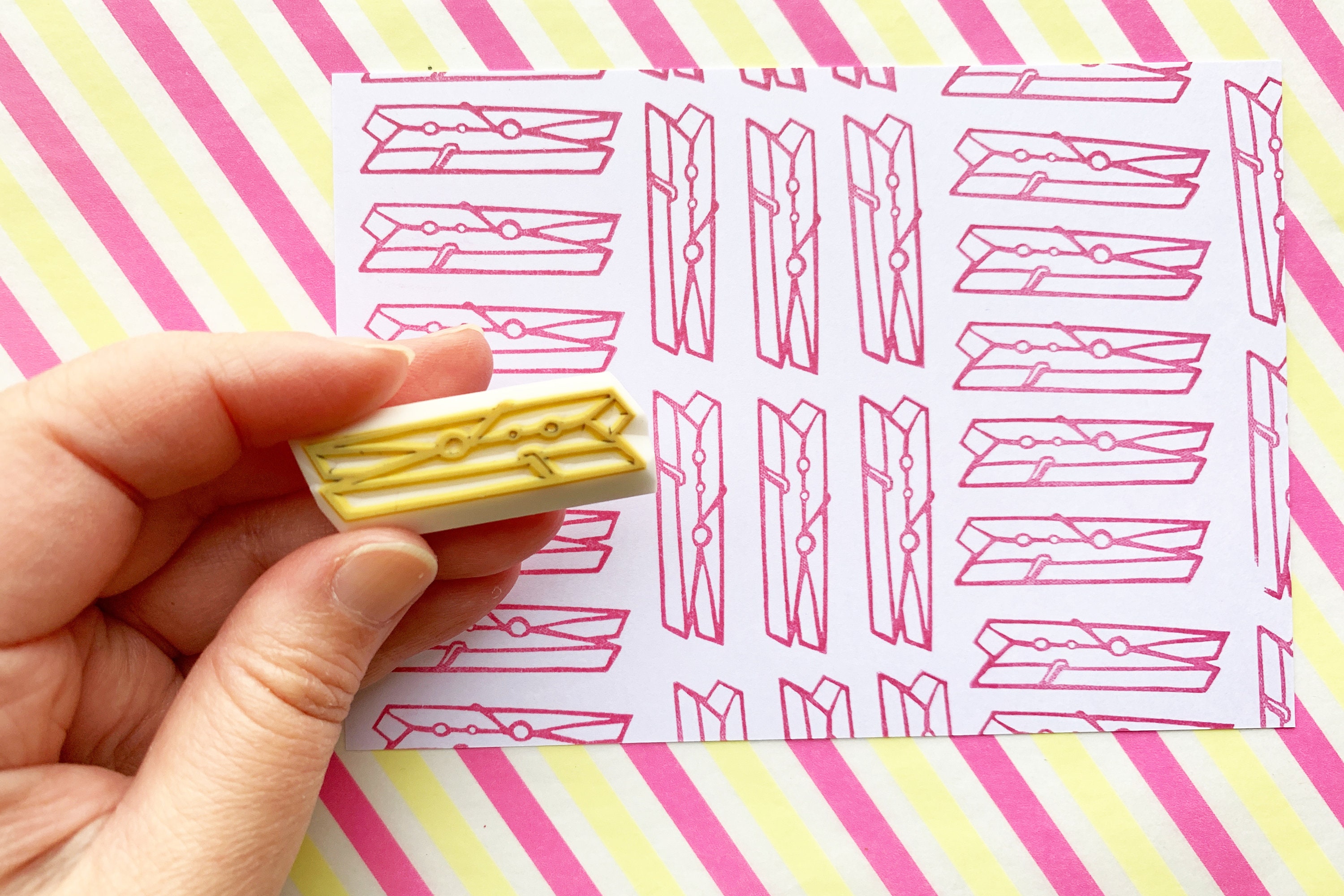 Wooden peg stamp cloth peg stamp clip stamp stationery Etsy