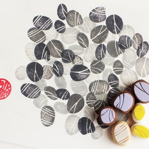 Pebble Hand Carved Rubber Stamp Set : Wabi-Sabi Crafts, Clay Stamping