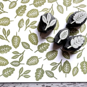 Fallen leaf rubber stamp set, Botanical stamp, Hand carved stamps, Nature lover gift