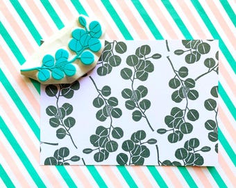 Eucalyptus Leaf Rubber Stamp | Hand Carved Stamp