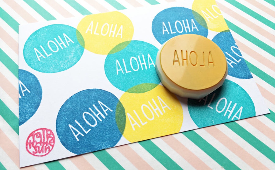 Hawaii Rubber Stamp Aloha Stamp Mahalo Stamp Hand Carved Etsy