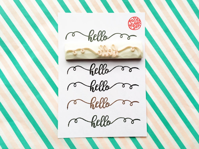 Hello rubber stamp, Calligraphy message stamp, Hand carved stamp by talktothesun image 2