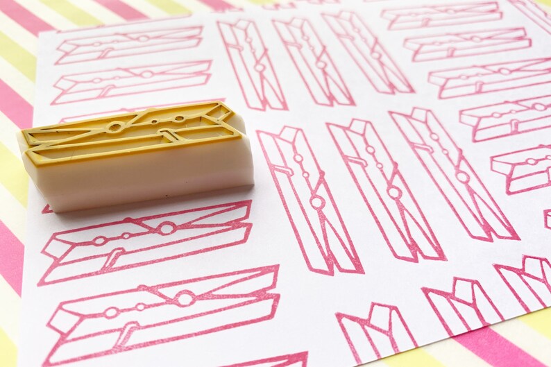 Wooden peg stamp cloth peg stamp clip stamp stationery Etsy