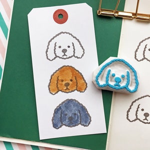 Tampon en caoutchouc pour caniche toy, tampon sculpté à la main pour la fabrication de cartes, cadeau pour amoureux des chiens