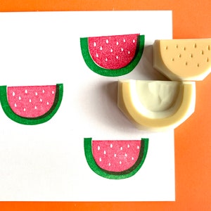 Watermelon rubber stamps, Tropical fruit stamp, Hand carved stamps image 4