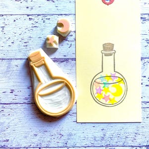 Magic Potion Bottle Hand Carved Rubber Stamp Set : Celestial Crafts