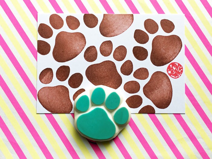 Paw Print Rubber Stamp Dow Paw Print Stamp Cat Paw Print Etsy
