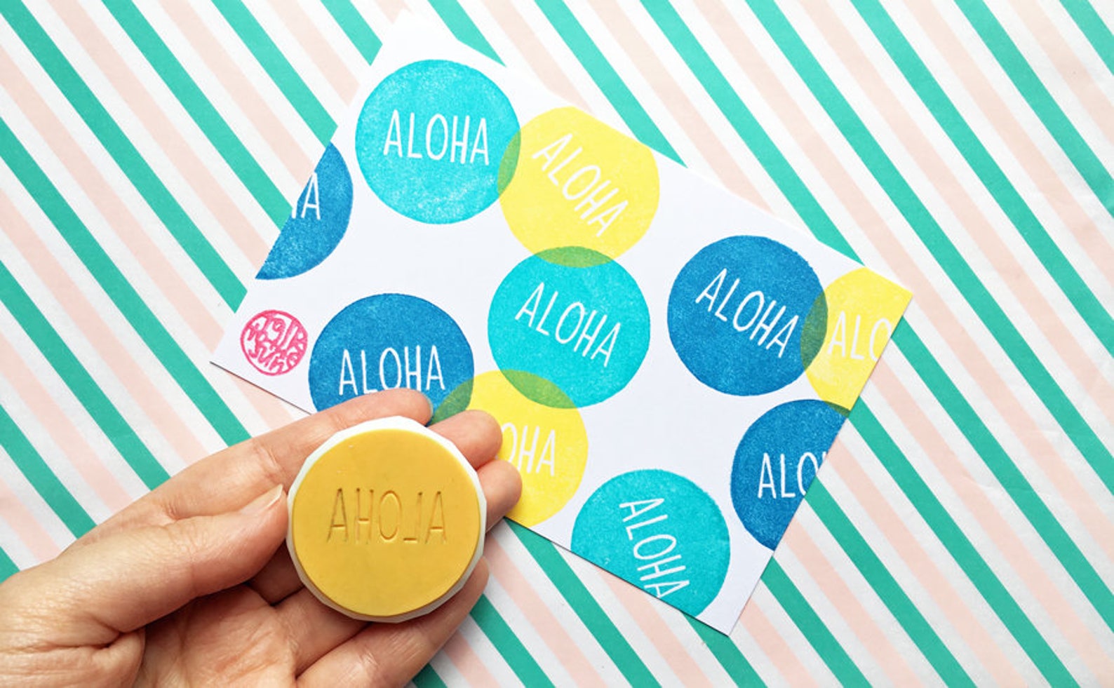 Hawaii Rubber Stamp Aloha Stamp Mahalo Stamp Hand Carved Etsy