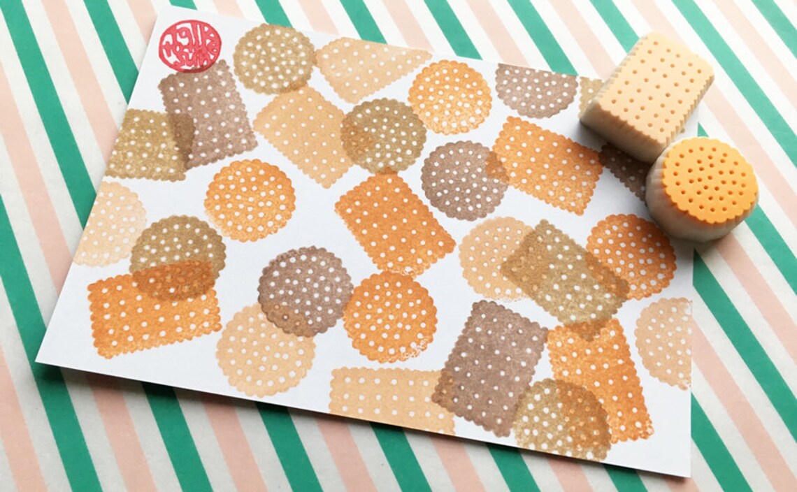 Cookie Rubber Stamp Set Biscuit Stamps Hand Carved Stamps Etsy