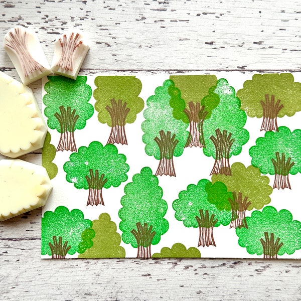 Tree Rubber Stamp Set | Hand Carved Stamps | Journaling & Card Making