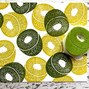 Kiwifruit Rubber Stamp : Botanical Fruit Hand Carved Stamp