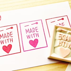 Made with love Gummistempel, Business Verpackung Stempel, handgeschnitzter Stempel, Geschenk für Kreative